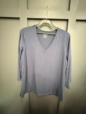 Chico's "The Ultimate Tee" Navy V-Neck 3/4 Sleeve Top - Size 3 (XL)